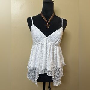 Mixed Threads White Lace Camisole with Spaghetti Straps